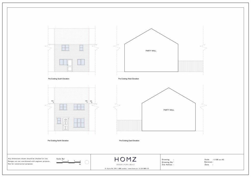 Hertsmere Council Retrospective Pre-Existing Elevations by Homz