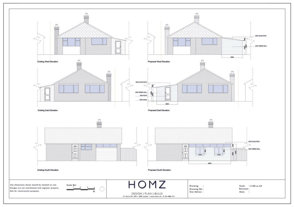 Hastings Borough Council Single Storey Side Extension Elevations by Homz
