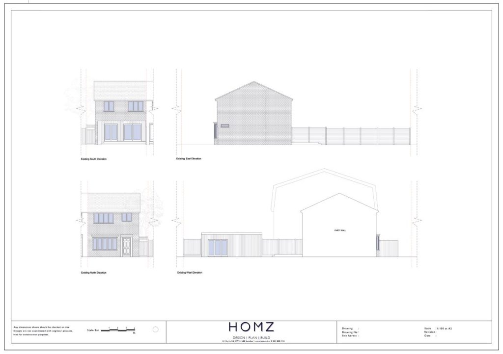 Merton Council Double Storey Rear Extension Existing Elevations by Homz
