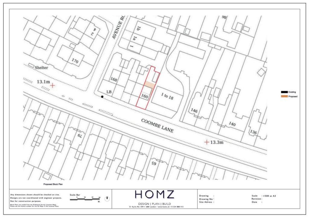 Merton Council Double Storey Rear Extension Proposed Block Plan by Homz