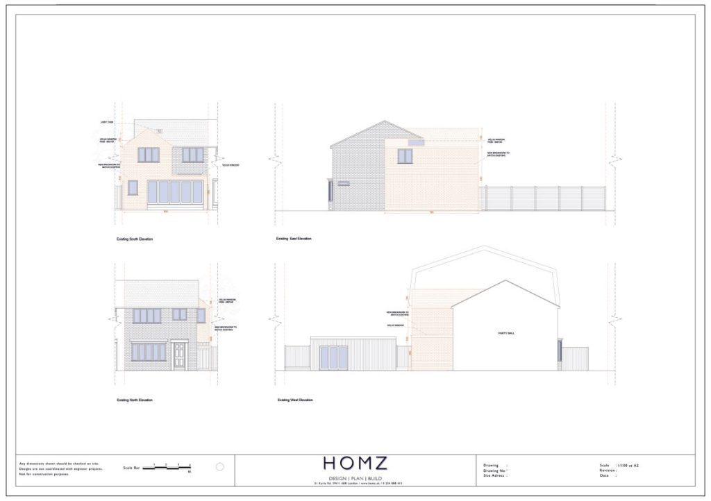 Merton Council Double Storey Rear Extension Proposed Elevations by Homz