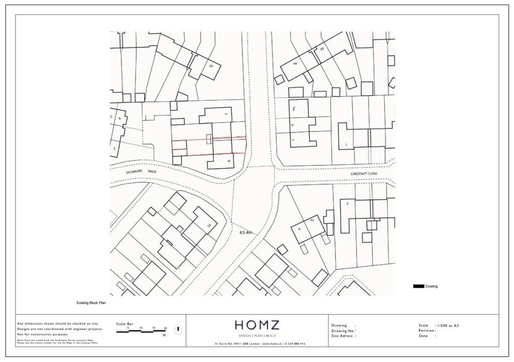 Runnymede Borough Council Driveway Hardstanding Existing Block Plan by Homz