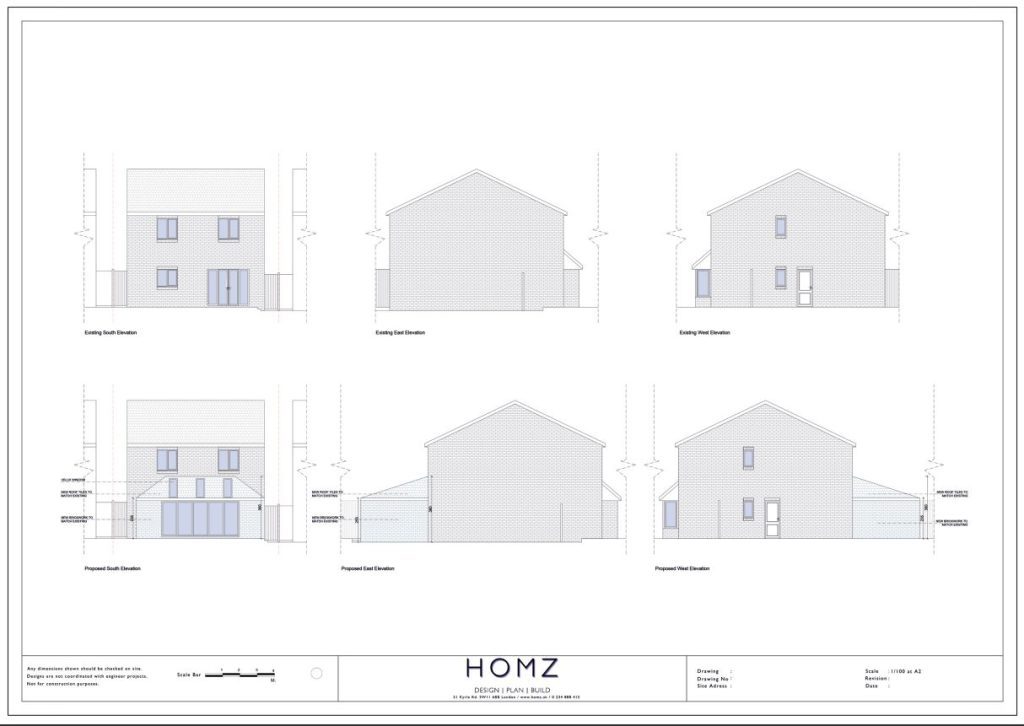 Sheffield City Council Single Storey Rear Extension Elevations by Homz