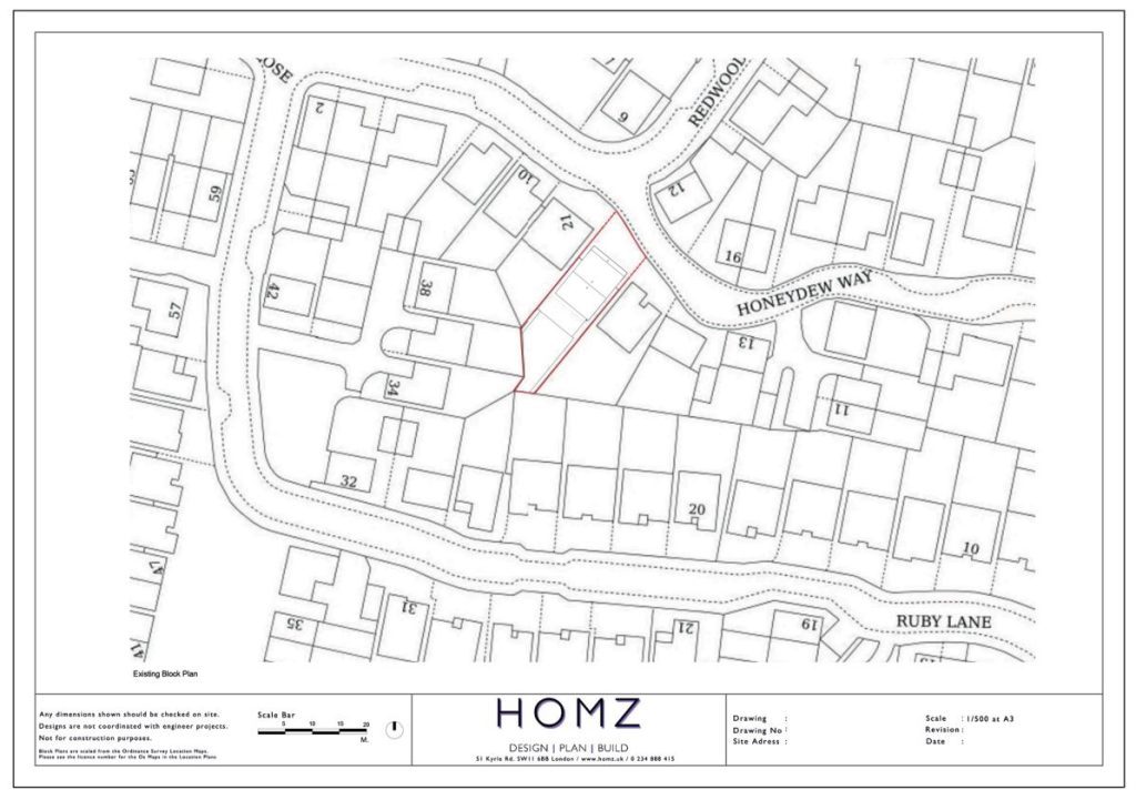 Sheffield City Council Single Storey Rear Extension Existing Block Plan by Homz