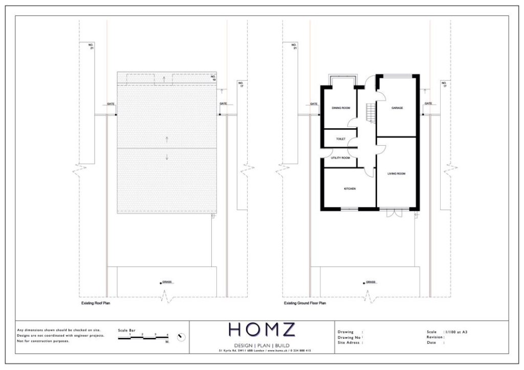 Sheffield City Council Single Storey Rear Extension Existing Plans by Homz