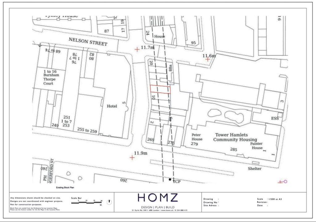 Tower Hamlets Council Flue Existing Block Plan by Homz