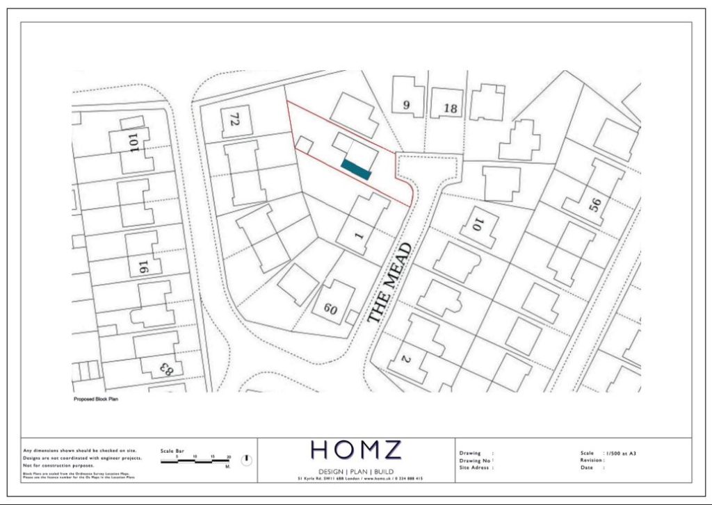 Wiltshire Council Double Storey Side Extension Proposed Block Plan by Homz
