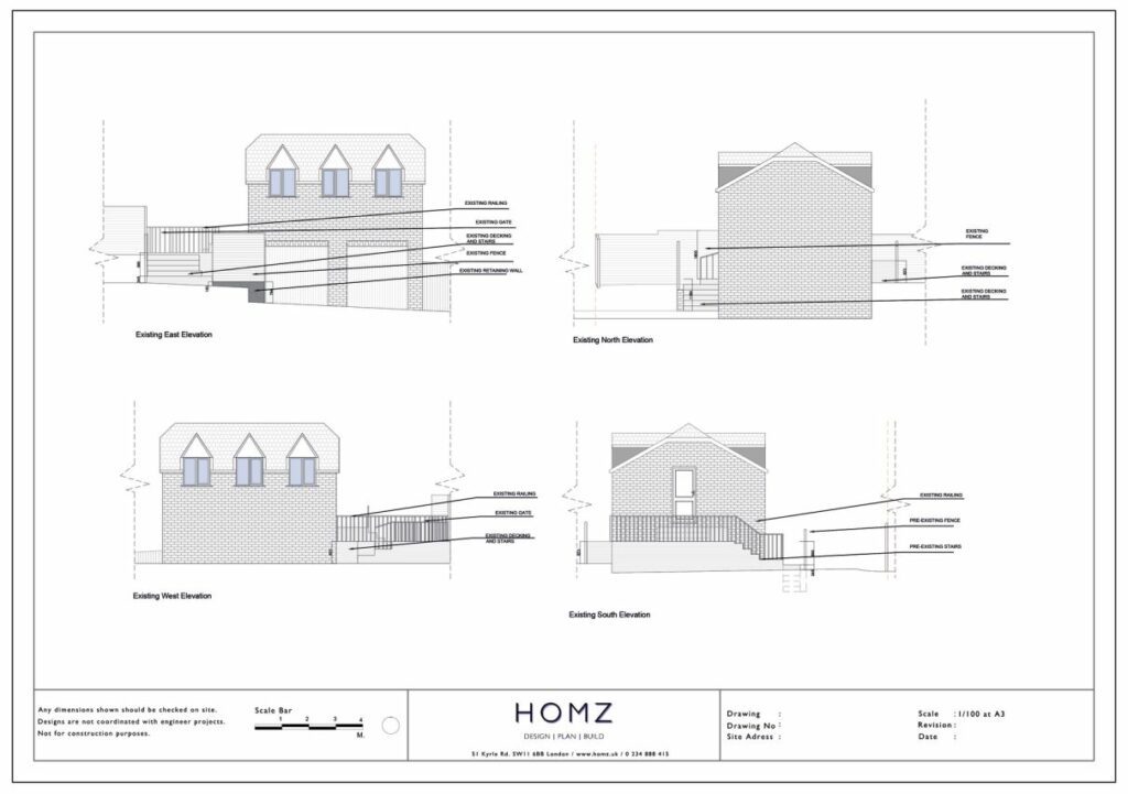 Wiltshire Council Terrace Balcony Existing Elevations by Homz