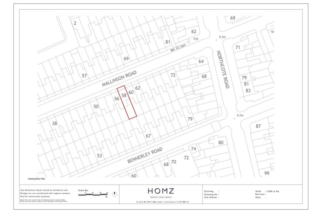London Borough Of Wandsworth First Floor Rear Extension Existing Block Plan by Homz