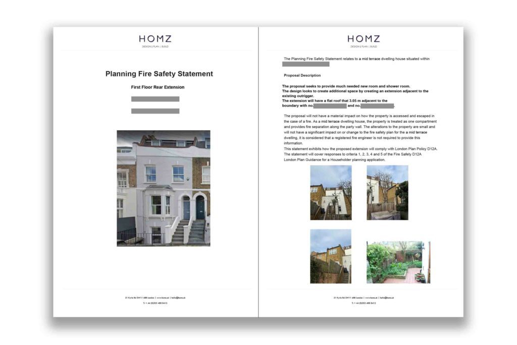 London Borough Of Wandsworth First Floor Rear Extension Planning Fire Safety Statement 1 by Homz