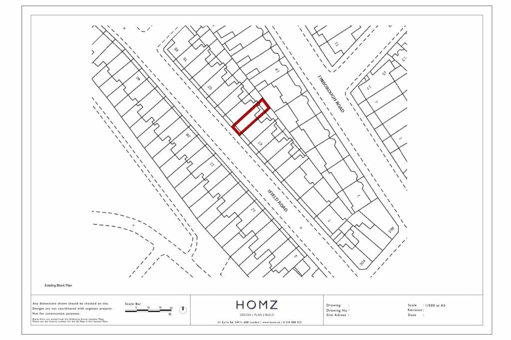 Royal Borough Of Kensington And Chelsea Side Return Extension Rear Extension Existing Block Plan by Homz