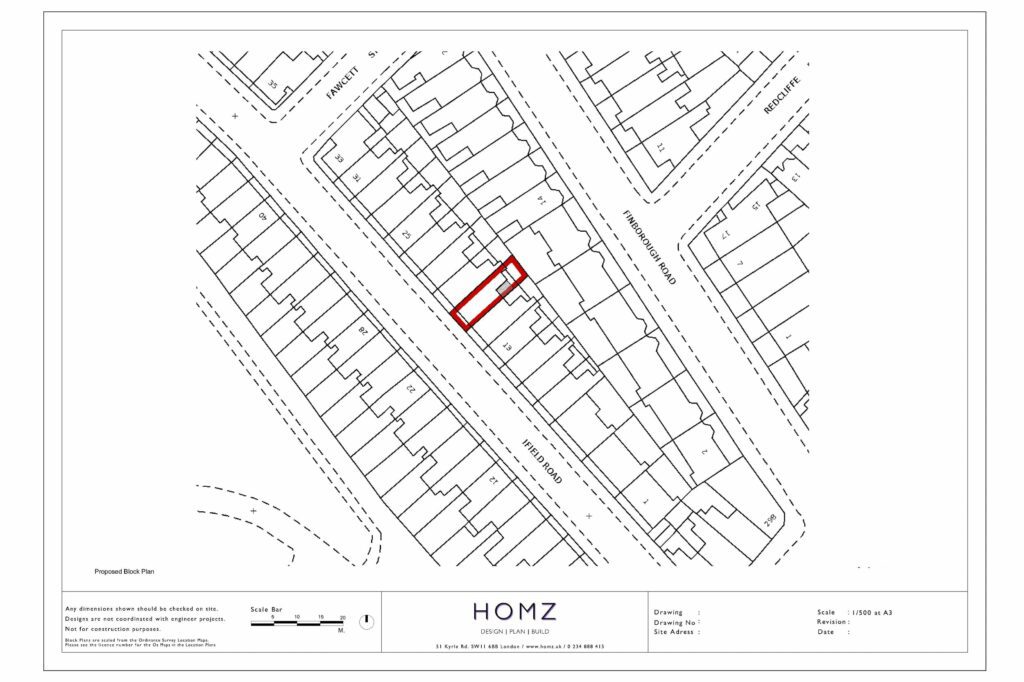 Royal Borough Of Kensington And Chelsea Side Return Extension Rear Extension Proposed Block Plan by Homz