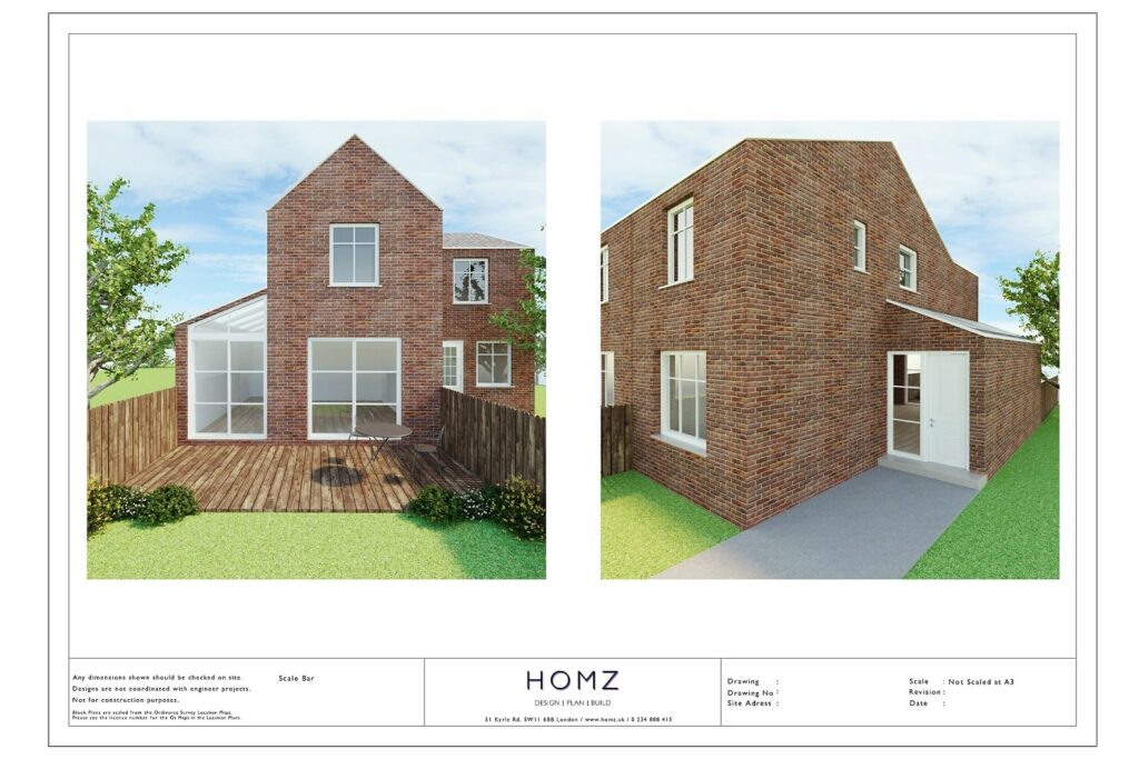 Two Storey Rear Extension And Single Storey Side Extension Renders 2 by Homz