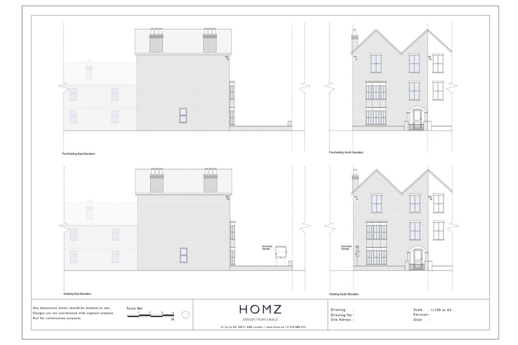 Bedford Borough Council Retrospective Erection Of Illuminated Signage Elevations by Homz