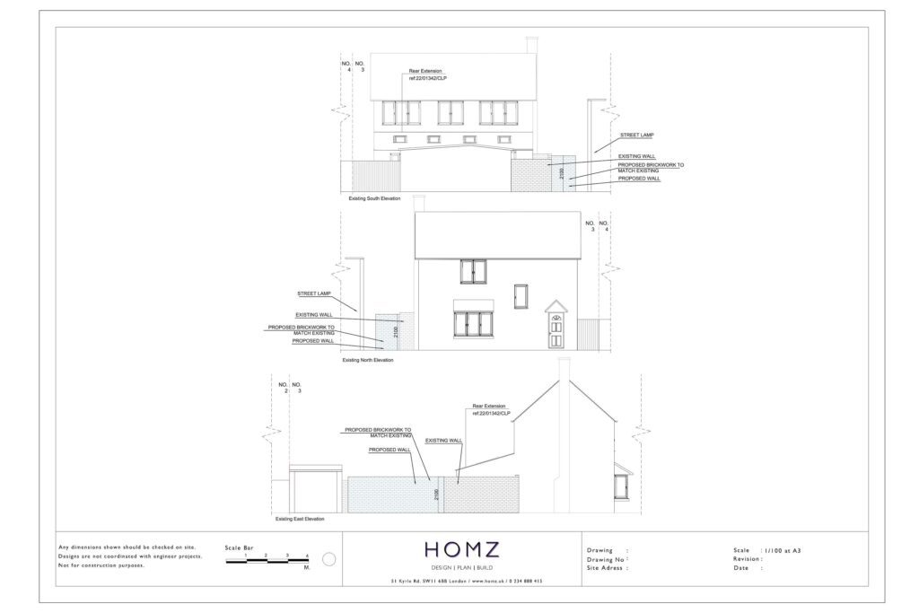 Peterborough City Council Extension Of Garden Wall To Encompass Garden Land Proposed Elevations by Homz