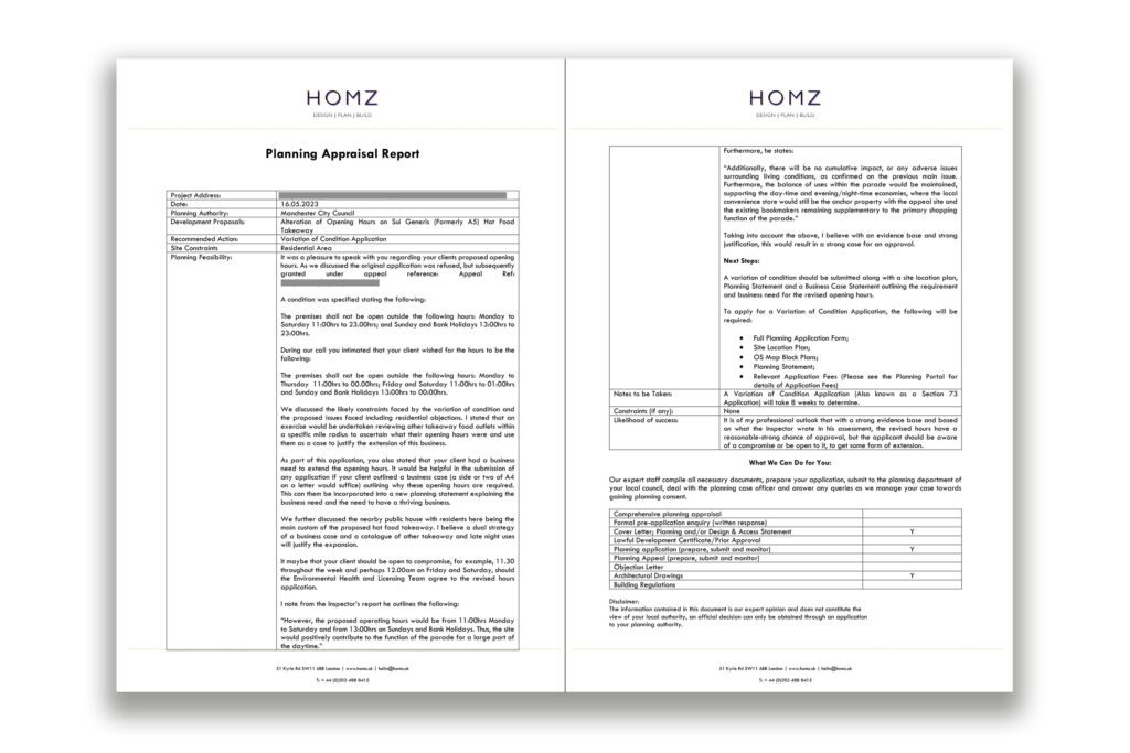 Manchester City Council Planning Appraisal Report 1 by Homz