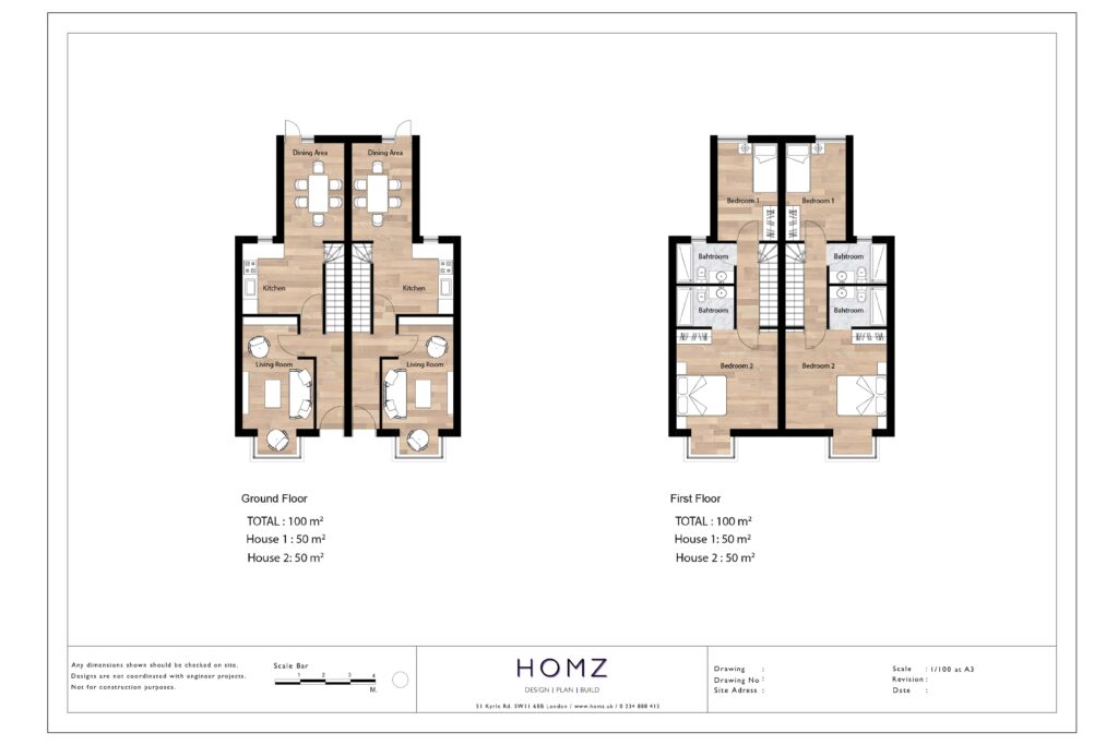 Gravesham Borough Council 5 Houses New Build 3D Design Proposed Plan 1 by Homz