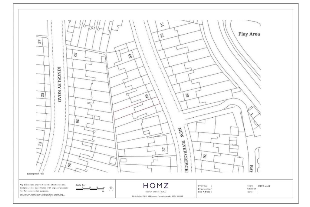 Change of Use of 3 Bedroom House into 2 Flats London Borough of Enfield Existing Block Plan by Homz