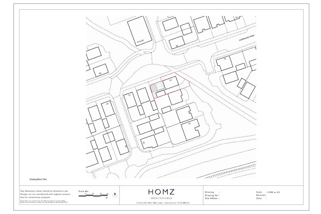 Decking and Pergola North Hertfordshire District Council Existing Block Plan by Homz