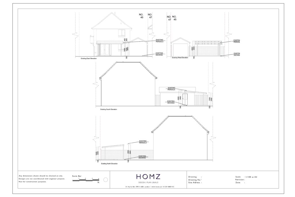Decking and Pergola North Hertfordshire District Council Existing Elevations by Homz