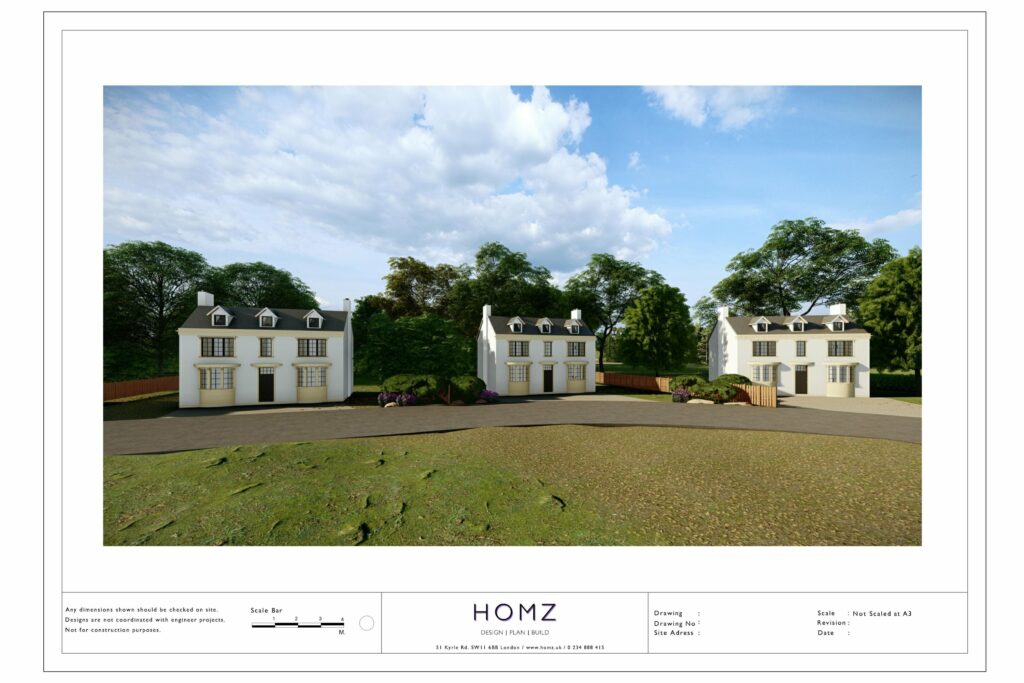 5 Houses New Build 3D Design South Hams District Council Render by Homz
