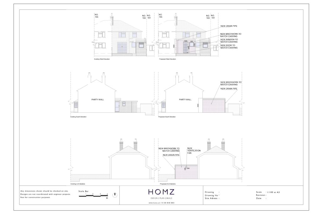 193 Regent Rd Existing and Proposed Elevations and Sections by Homz