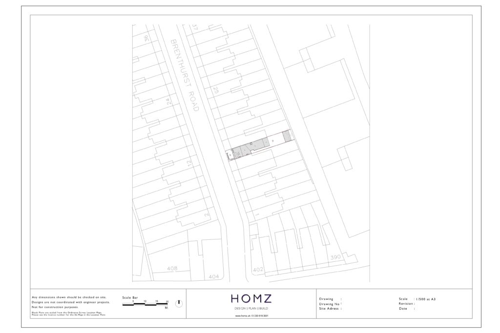 Change of Use from Dwelling House to HMO - London Borough of Brent Existing Block Plan by Homz