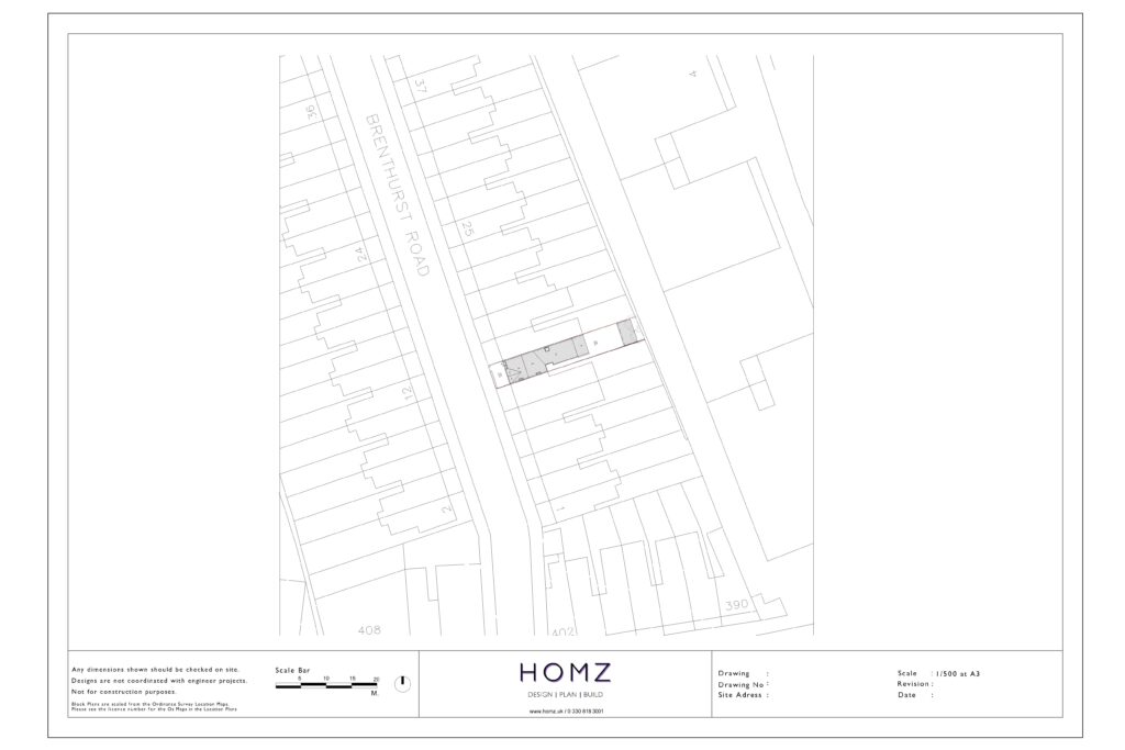 Change of Use from Dwelling House to HMO - London Borough of Brent Pre-Existing Block Plan by Homz