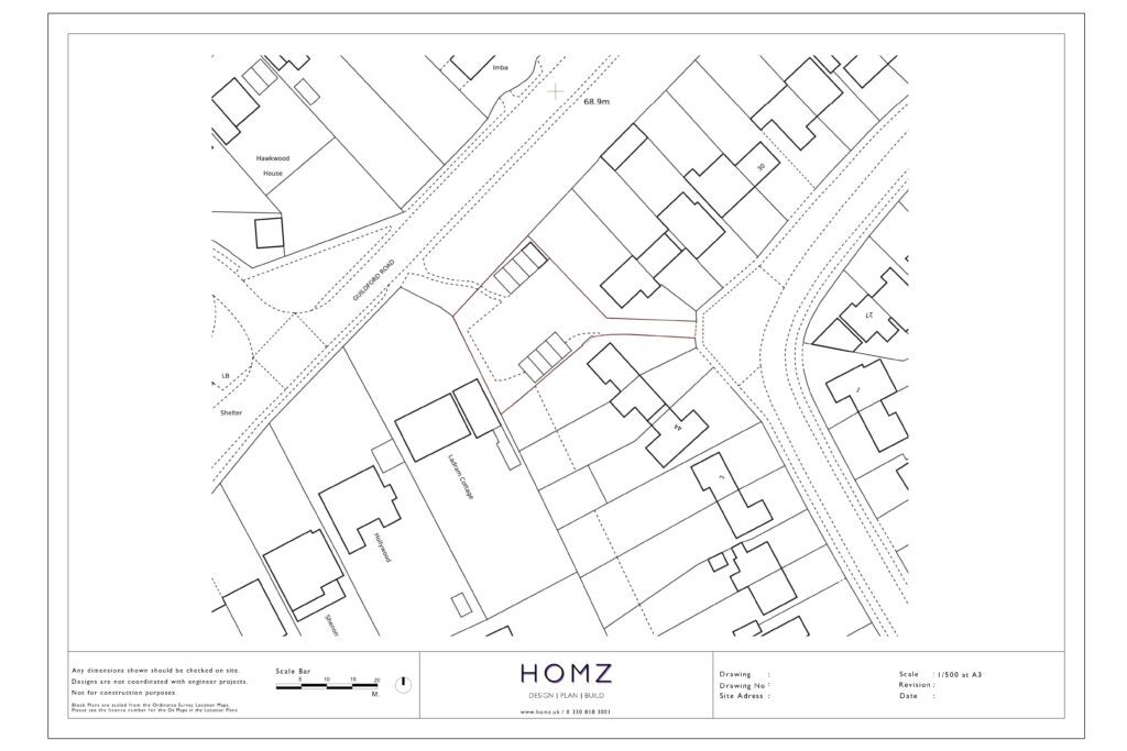 2 Terraced Houses New Build - Mole Valley District Council Existing Block Plan by Homz