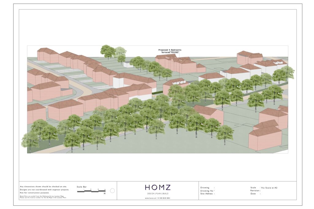 2 Terraced Houses New Build - Mole Valley District Council Perspective 1 by Homz