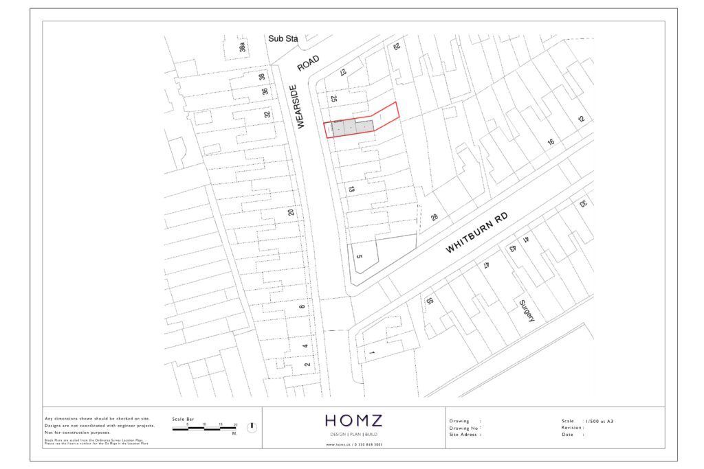 Change Of Use From Dwelling House To HMO Existing Block Plan by Homz