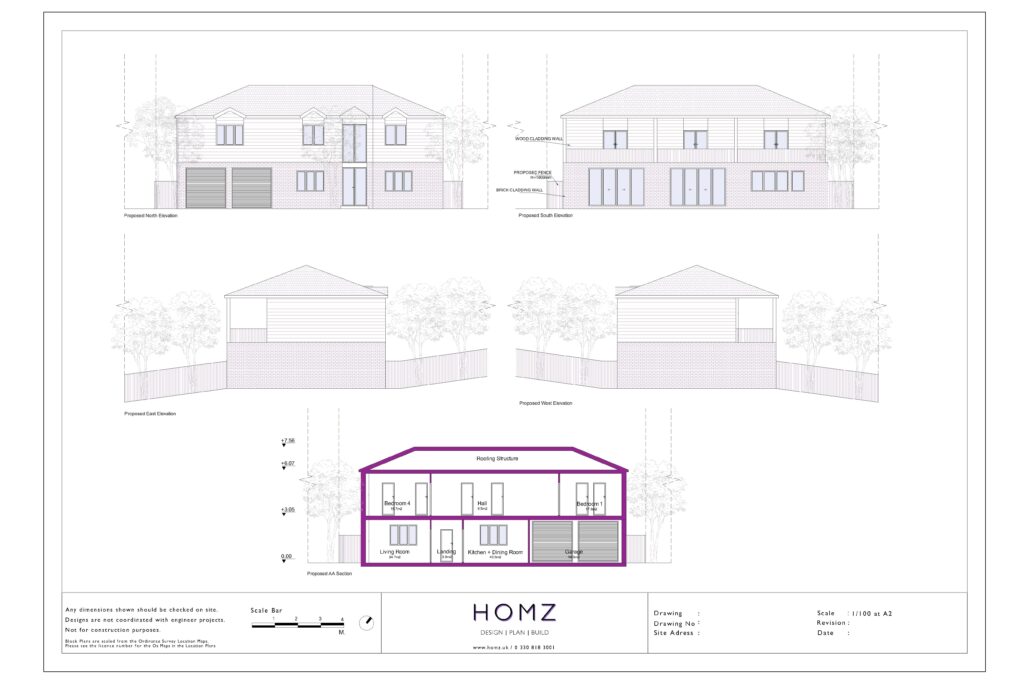 New Build For 2 Storey Dwelling House - Tonbridge And Malling Borough Council Proposed Elevations And Sections by Homz
