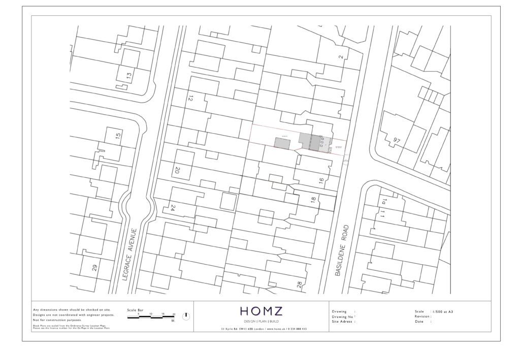 Change of Use from a 4 Bedroom Dwelling House to Two Flats Existing Block Plan by Homz