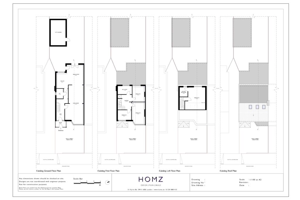 Change of Use from a 4 Bedroom Dwelling House to Two Flats Existing Plans by Homz