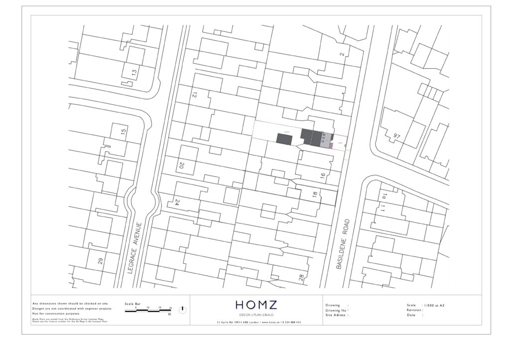 Change of Use from a 4 Bedroom Dwelling House to Two Flats Proposed Block Plan by Homz