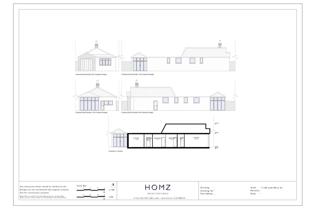 Change of Use From Single Dwelling (C3) to Children’s Home (C2) Proposed Elevations And Section by Homz